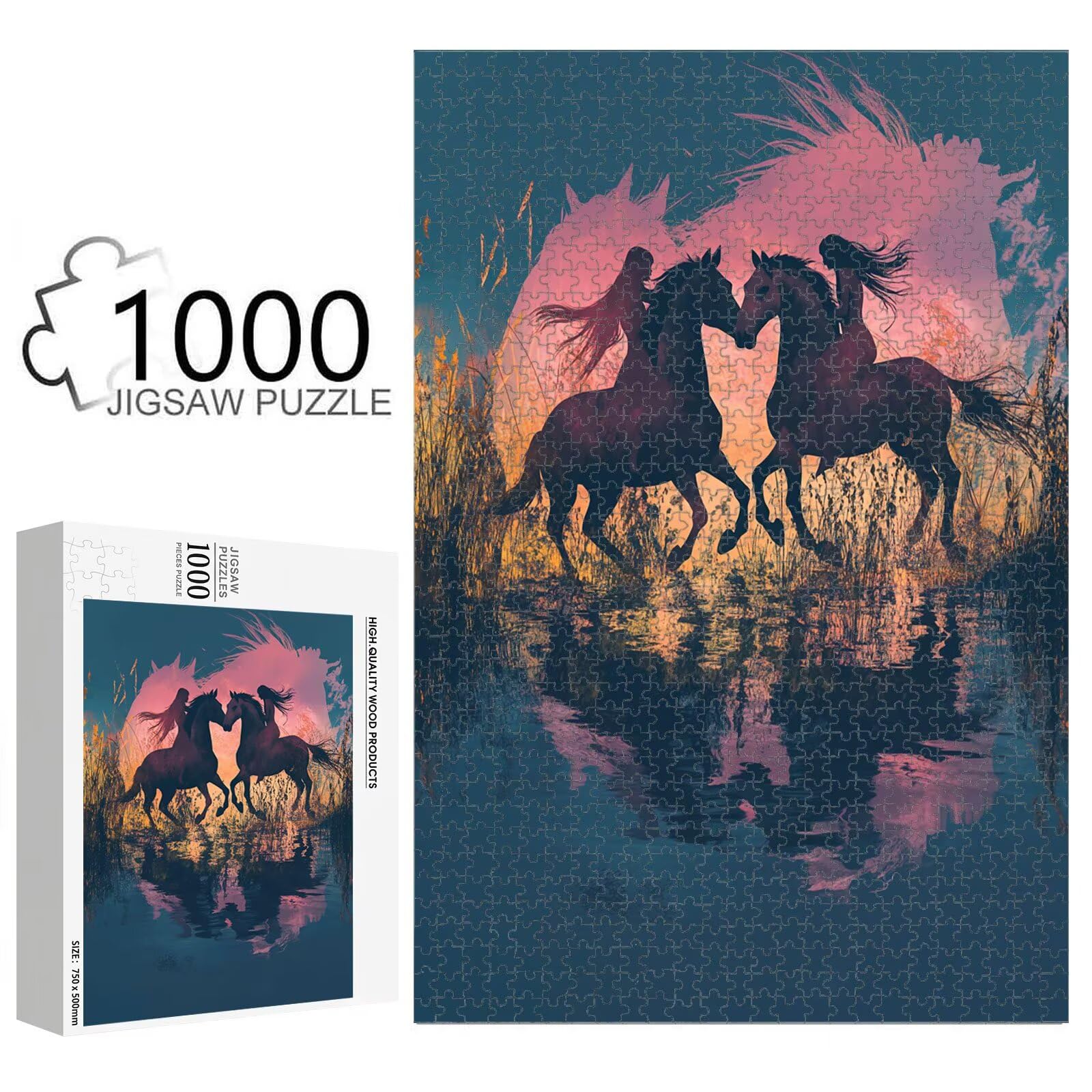 1000 Teile Puzzle für Erwachsene, Tier & Frau, Robustes Holz Puzzle 1T#2398
