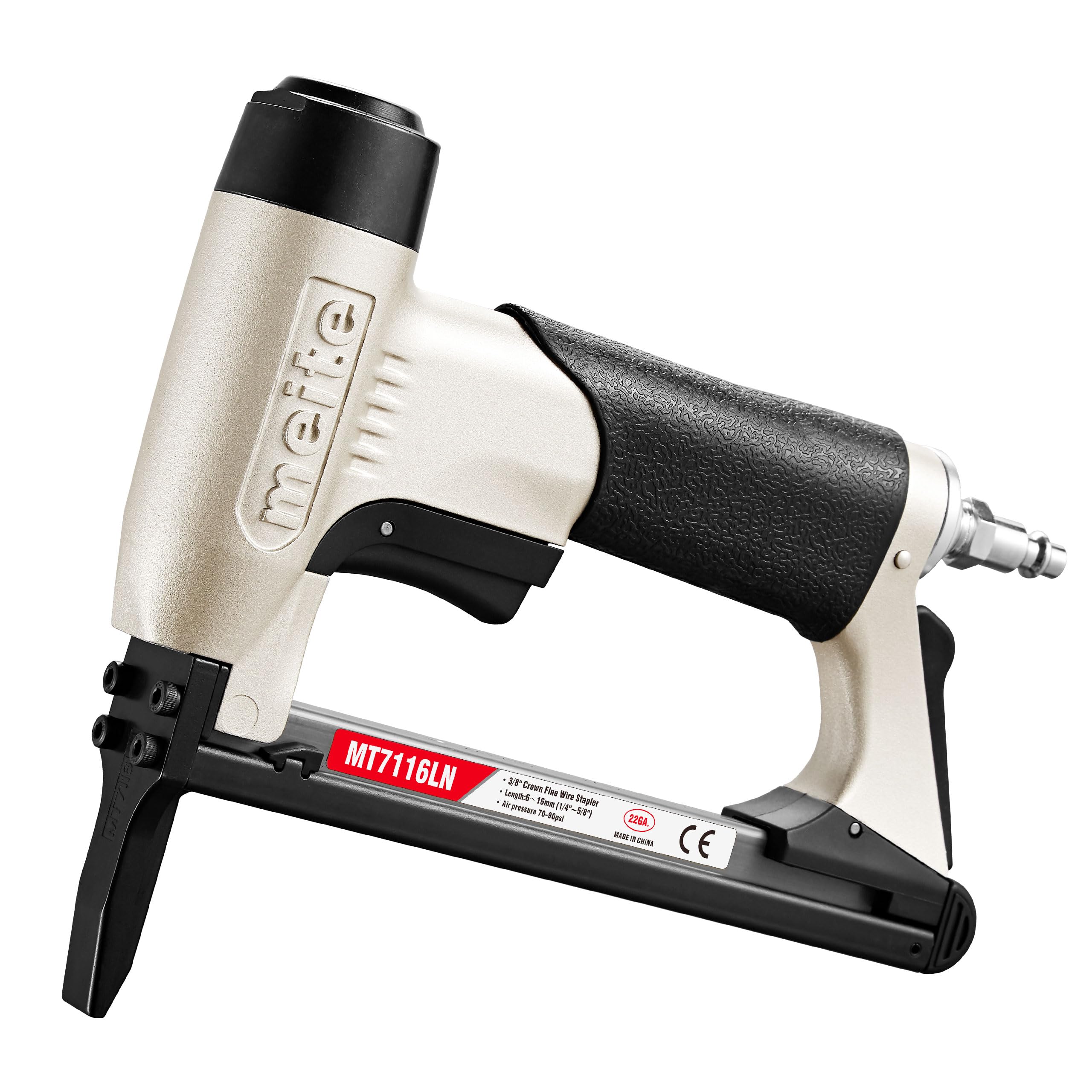 meite MT7116LN Drucklufttacker Typ 71 mit Langnase, Druckluftnagler für 6–16 mm 22Ga Klammern, Industrieller Feiner Langnasen-Drucklufttacker für Polster und Holzarbeiten