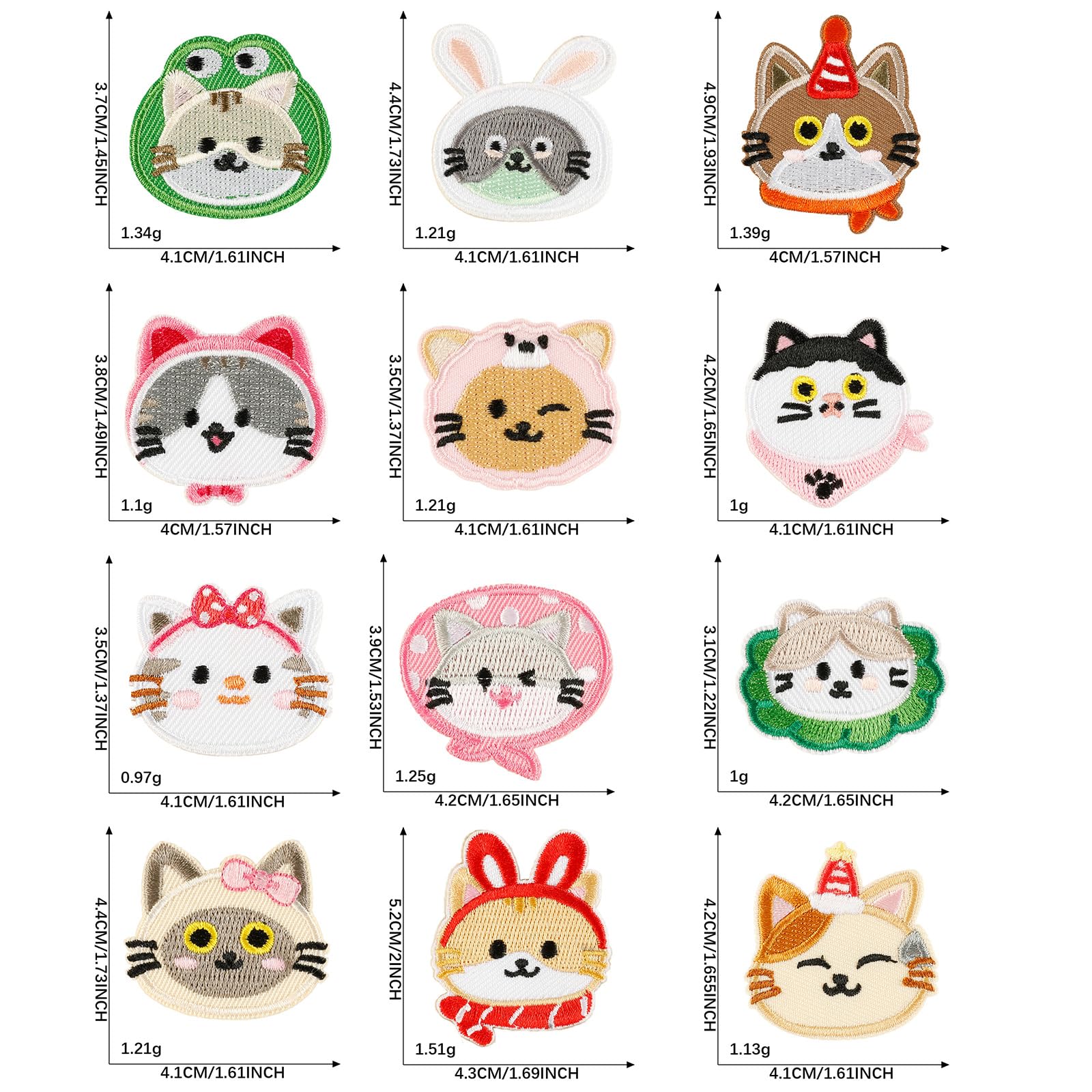 12 Pz Cartoon Cats Iron On Patch Abbigliamento Patch di Riparazione Animali Toppe Ricamo Patch Per La Decorazione Della