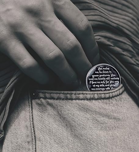 Miniatura 3 de Moneda del Salmo 23, con tarjeta de oración del Salmo 23, tarjeta de oración sagrada laminada de Salmo 23, la oración del Señor, moneda del salmo