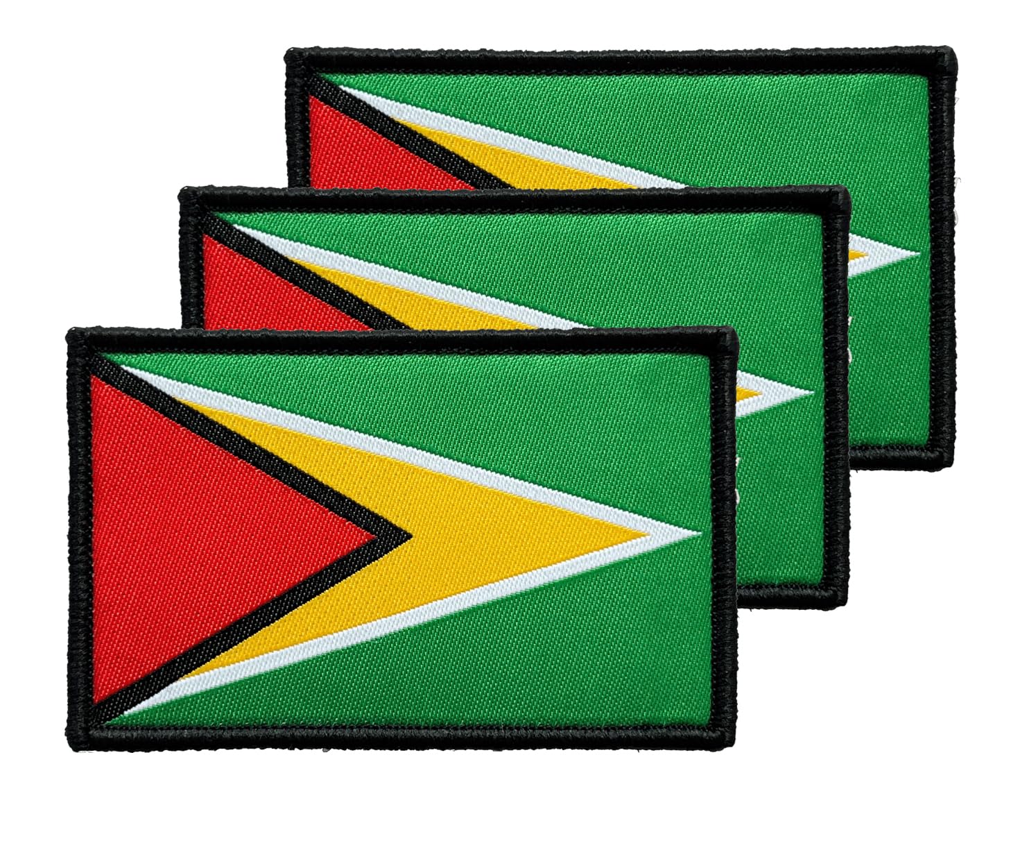 Ceclflag 3Pcs Guyana Guyanese Flag Patch 2x3 Inch, Hook Loop Tactical Embroidered Armband Country Flag Patches for Backpack Hat Vest Jacket.