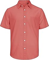 Vista 164 de J.VER Camisas de manga corta de lino y algodón para hombre, estilo informal, ligeras, con botones, para vacaciones, playa y verano, con bolsillo