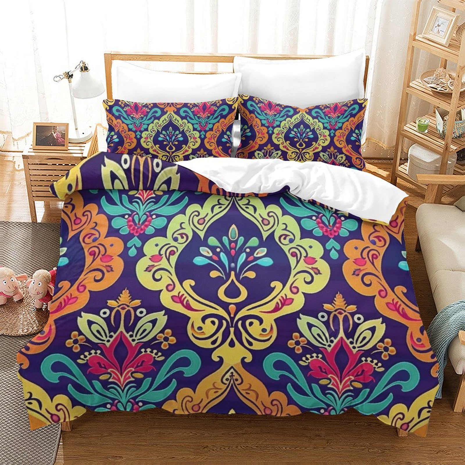 Housse de couette fleurs 3D pour chambre d'adolescent et grand lit Super King Size floral