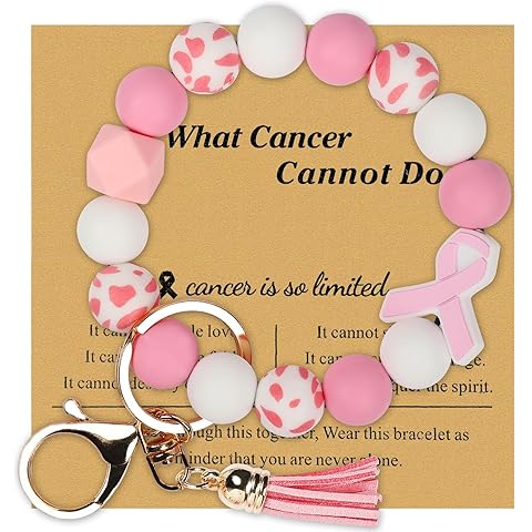 Cancer Care Gifts for Survivor Fighter cancer Awareness Silicone Beaded Bracelet Wr...