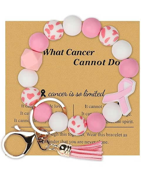 Cancer Care Gifts for Survivor Fighter cancer Awareness Silicone Beaded Bracelet Wr...