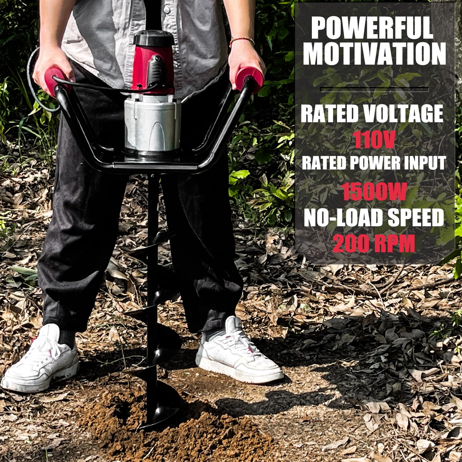 1500W Earth Auger 1500W Electric Post Hole Auger Digger With 2 Bits ...