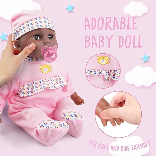 Miniatura 5 de Toy Choi's Muñeca interactiva rosa  Muñecas de alimentación que lloran y hablan de 16 pulgadas con diferentes sonidos y accesorios, juguetes