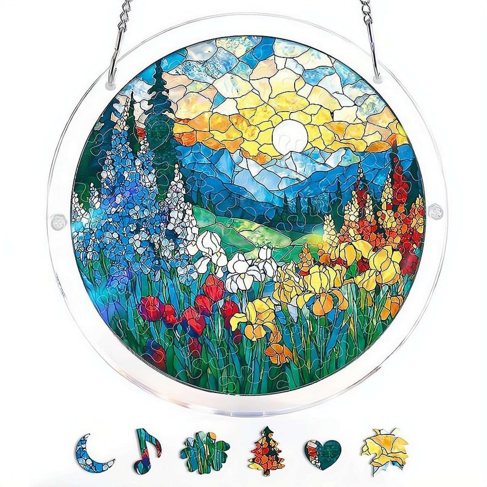 Acrylic Jigsaw Puzzle Suncatcher,Window Suncatcher Acrylic Puzzle,Unique DIY Emerald Flame Hummingbird Sun Catcher PuzzleKit,Sun Catcher AcrylicPuzzles Garden Decoration for Window Garden Hanging