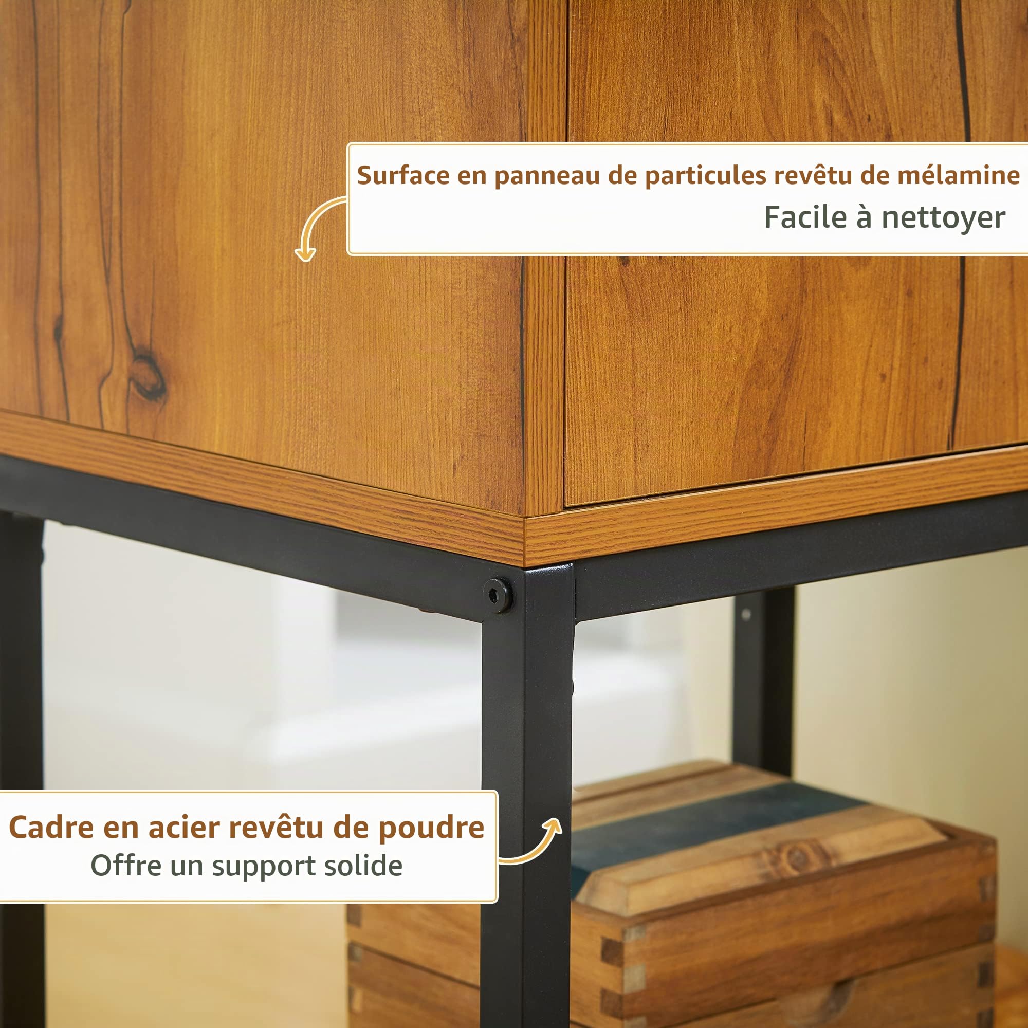 HOMCOM Table Console avec Espace de Rangement, Table Basse Table de Couloir au Design Industriel, Table d'appoint pour entrée, Salon, Couloir, Acier, Naturel, 40 x 30 x 76 cm