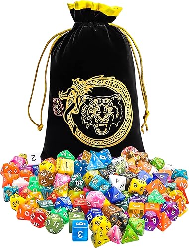 Vista 71 de CiaraQ Juego de dados poliédricos – Dados de juego de rol DND para juegos de mesa RPG de Calabozos y Dragones, multicolor, 70 piezas