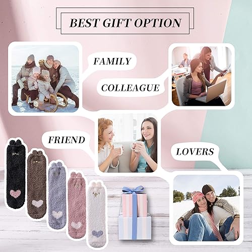 Miniatura 4 de DYW Fuzzy Socks for Women Soft Cozy Fluffy Winter Warm Slipper Socks Home Sleeping Animal Socks