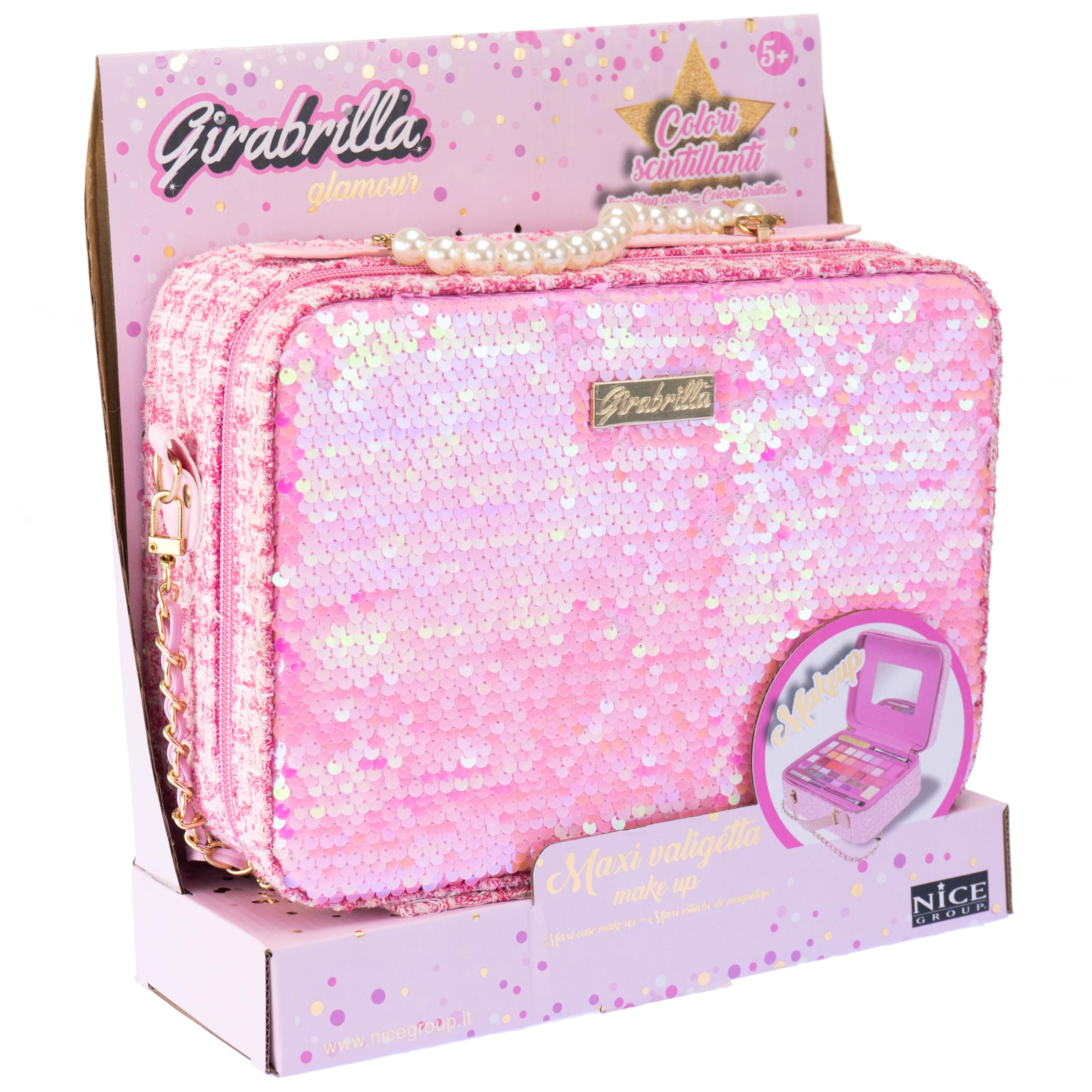 Girabrilla Tweed Case, 1 Maxi Valigetta Make Up Trucchi Rosa