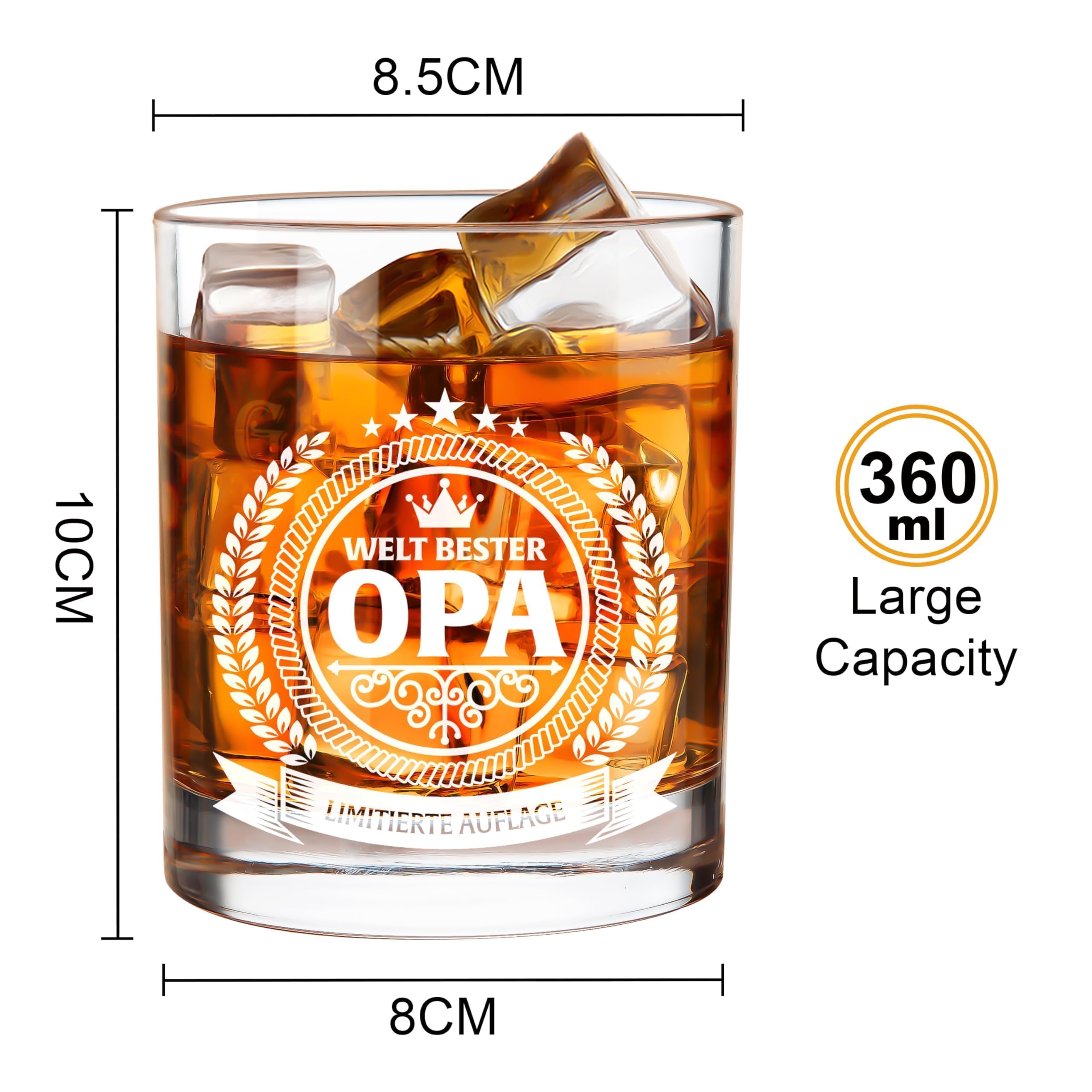 LIGHTEN LIFE Geschenke für Opa,Whiskyglas für Opa in Holzkiste,Geburtstagsgeschenke von Enkelkindern