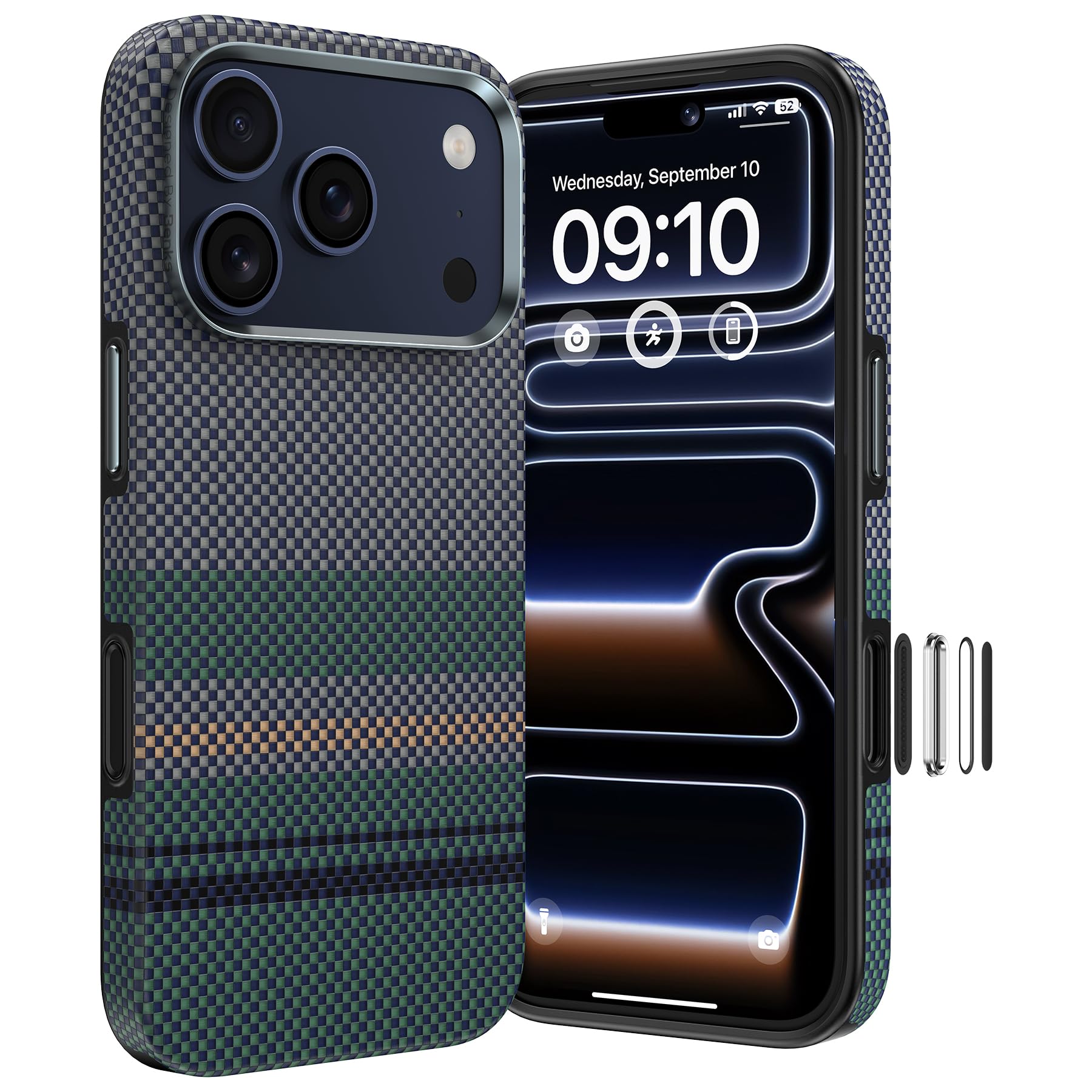 BENKS Aurora ArmorPro Cover Magnetica per iPhone 17 Pro con Protezione Fotocamera Compatibile con MagSafe, Fibra Aramidica 600D + 1000D e TPU, Sensazione Tessuta Confortevole