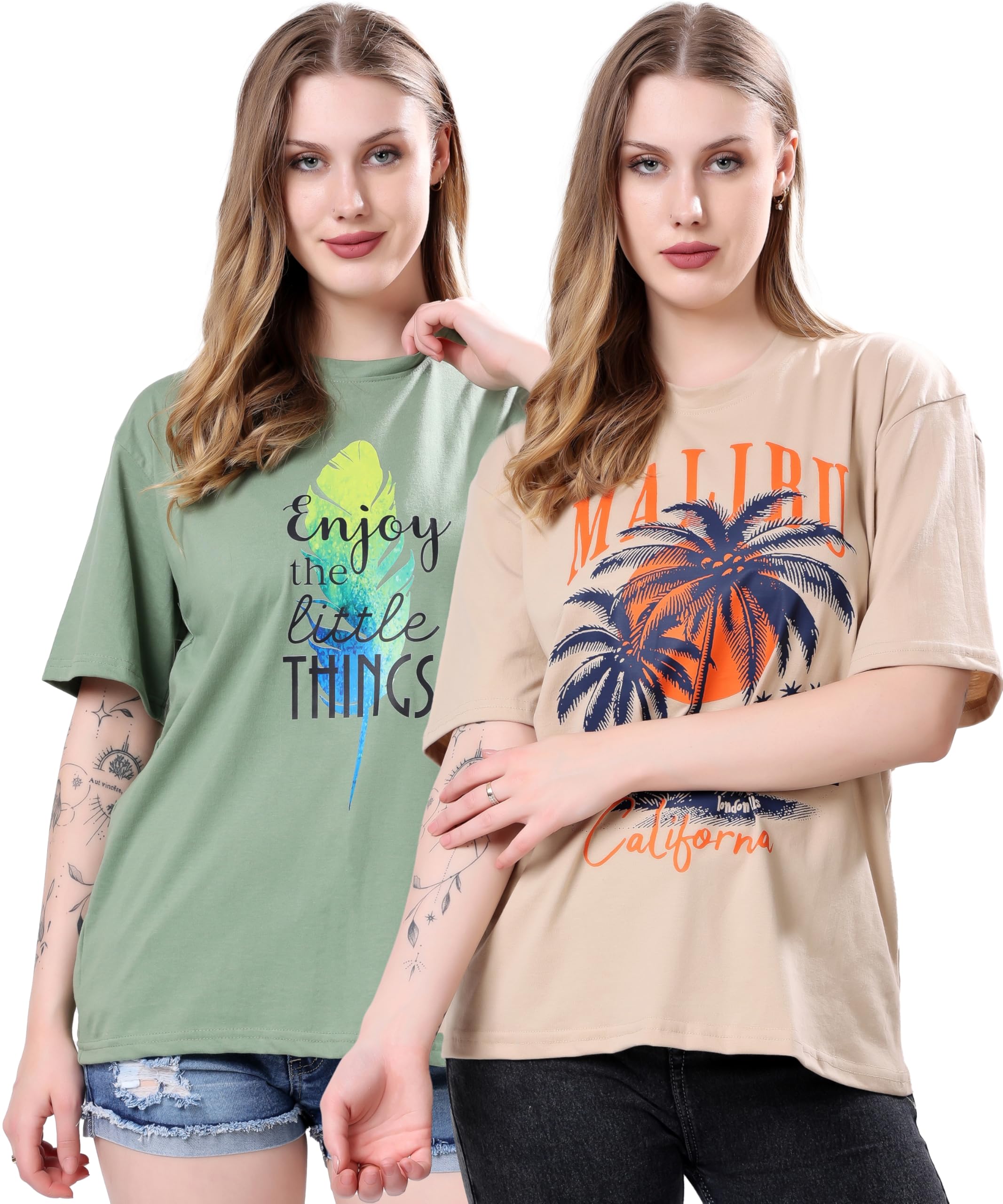 Women Oversized Tshirt || Oversized Tshirt for Woman - Pack of 2