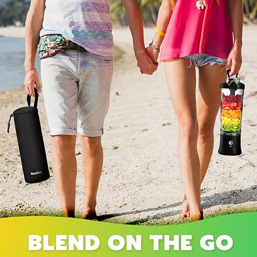 Miniatura 6 de Licuadora portátil exprimidor personal para batidos y licuados  Botella mezcladora eléctrica de proteínas de 20 onzas con 6 cuchillas, tapa de