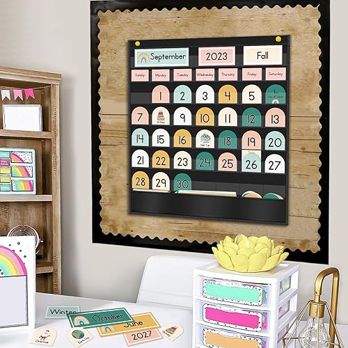 Miniatura 8 de Eamay Calendario bohemio de bolsillo con 90 tarjetas para el aprendizaje de los niños, aula y decoración escolar en casa, color negro