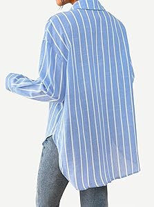 Avanova Women Pattern Print Button Down Blouse Top Long Sleeve Work Business Shirt