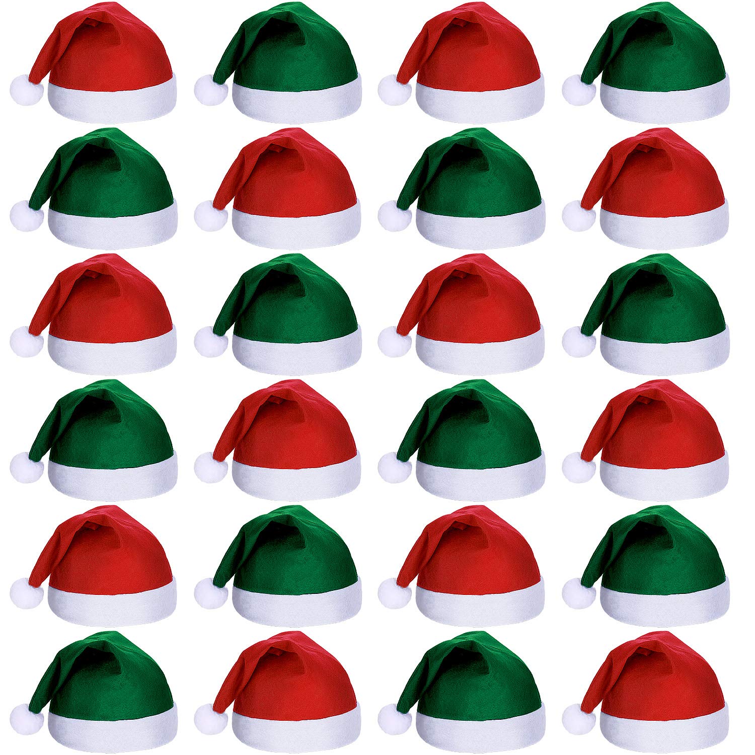 24 Piezas Sombreros de Papá Noel de Tela No Tejida de Navidad Gorros de Santa Claus de Navidad para Adultos Suministros de Fiesta de Navidad (Verde Negruzco y Rojo)