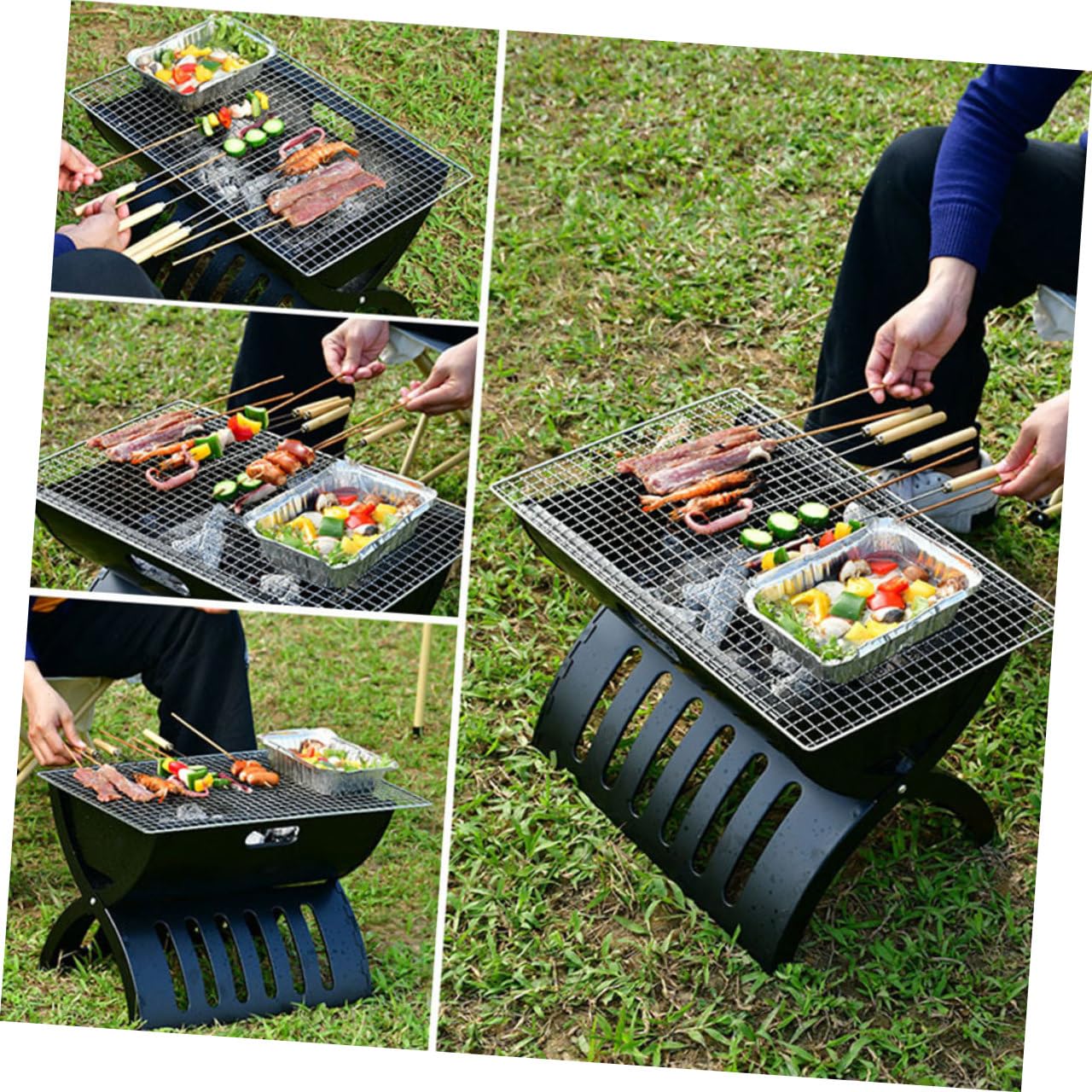 Parrilla de Acero Inoxidable para Barbacoa Cuadrada 2 Piezas