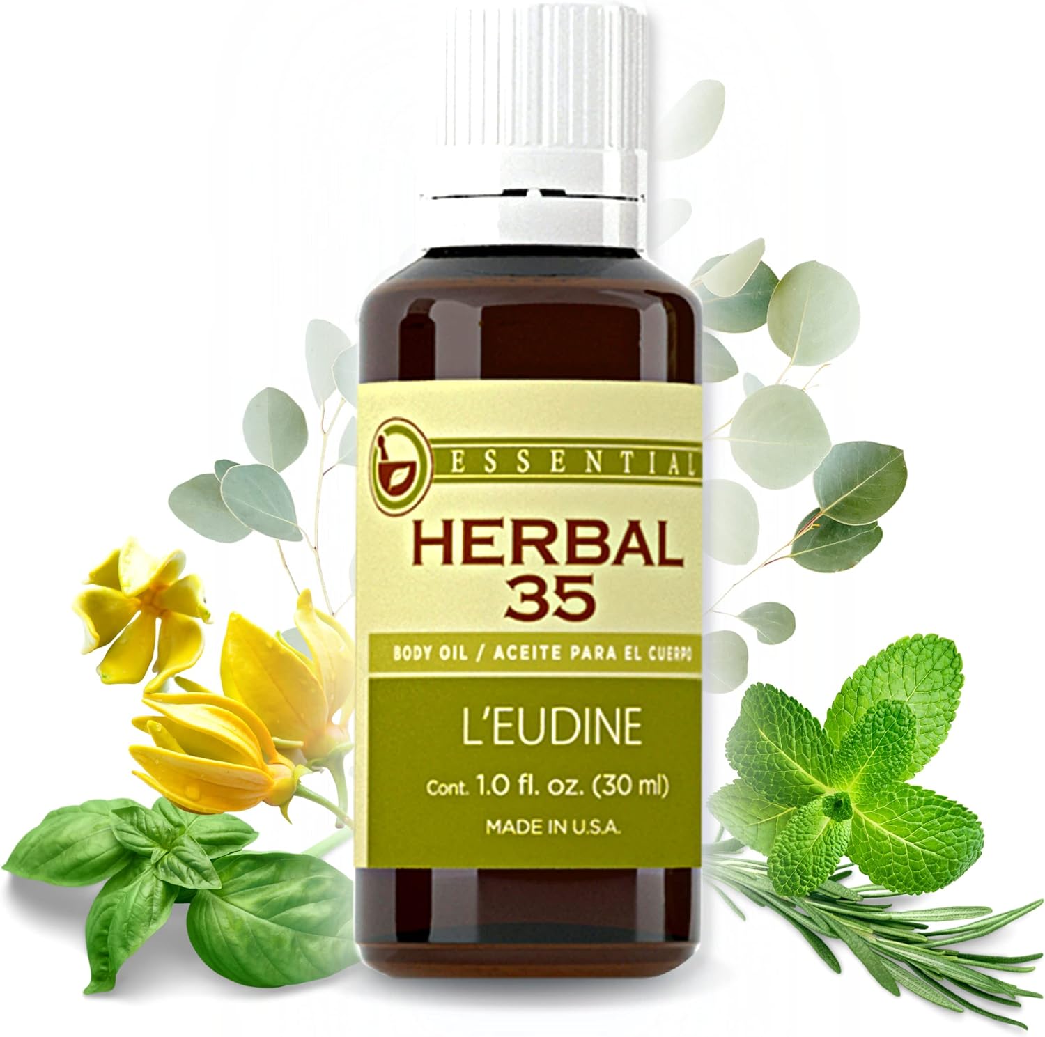 L’EUDINE Herbal 35 Essential Oil Blend 3-Pack-35 Natural Extracts, Peppermint, Eucalyptus & Lavender-Relaxing Aromatherapy Oil for Diffuser, Massage & Stress Relief-Pure Wellness, 3 Fl Oz