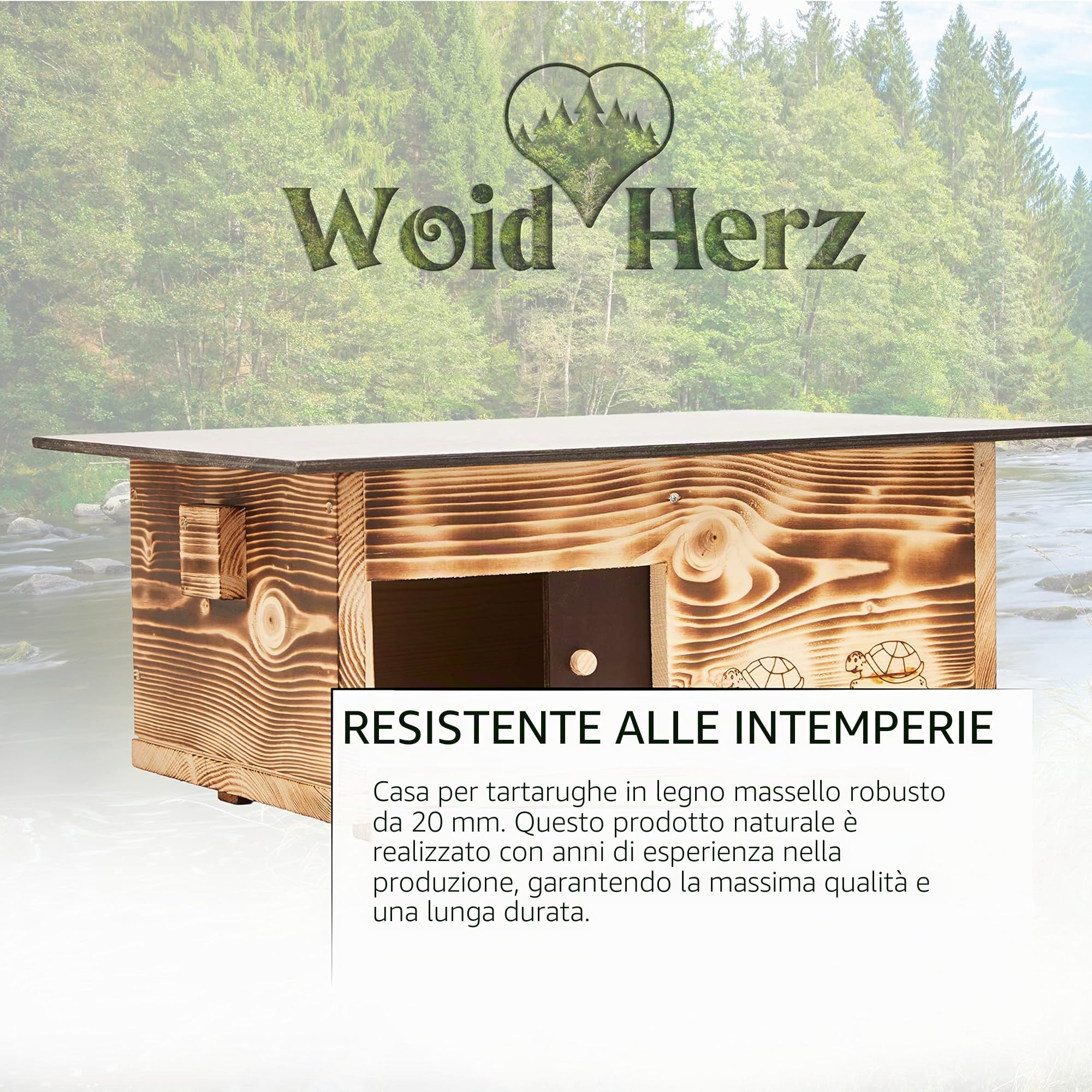 Casetta per tartarughe di alta qualità, in legno massiccio da 20 mm (SH4), resistente alle intemperie, con fondo e porta scorrevole, ventilazione regolabile, per tartarughe, ruota libera