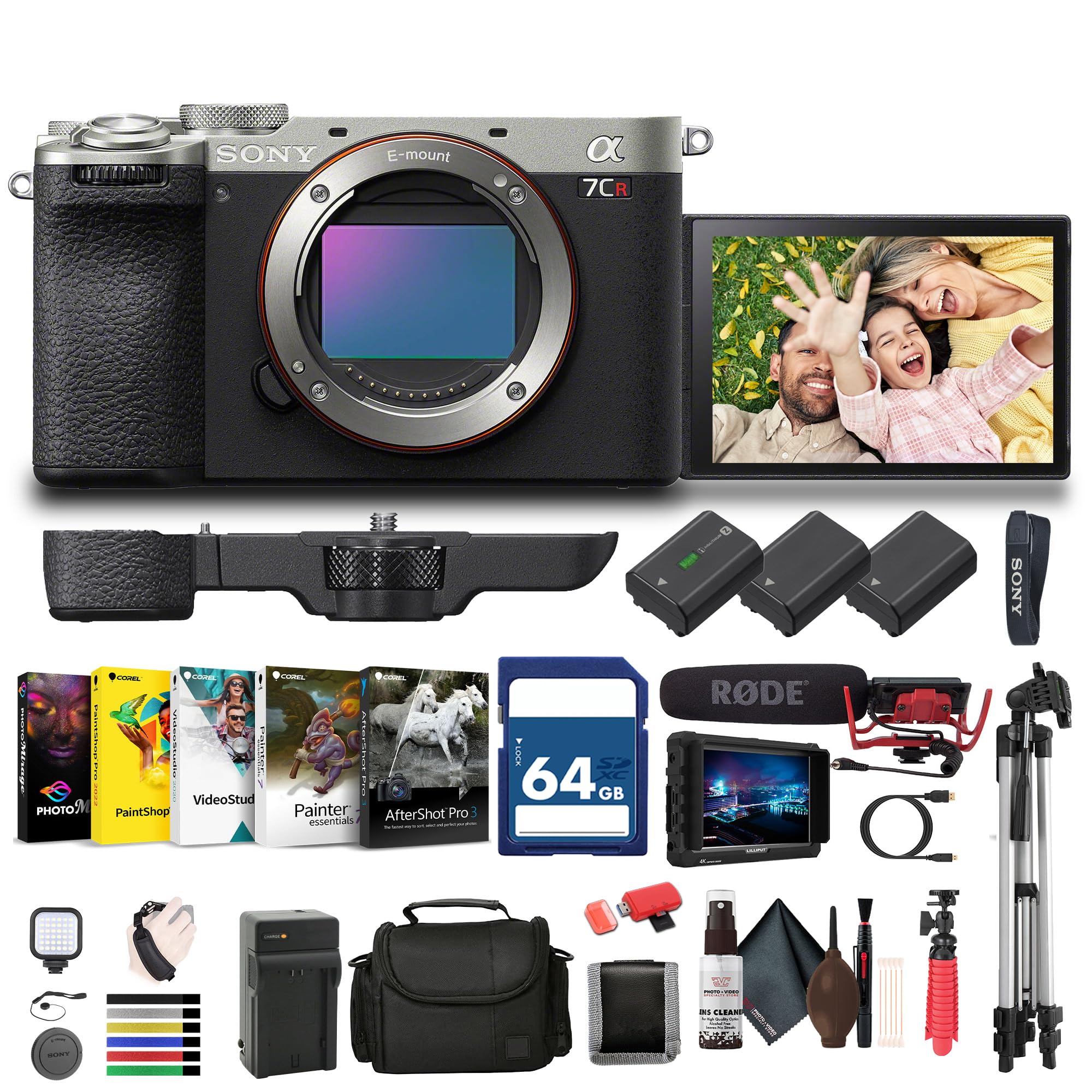 Sony Alpha A7CR Compact Mirrorless Camera & Monitor (Silver) Bundle
