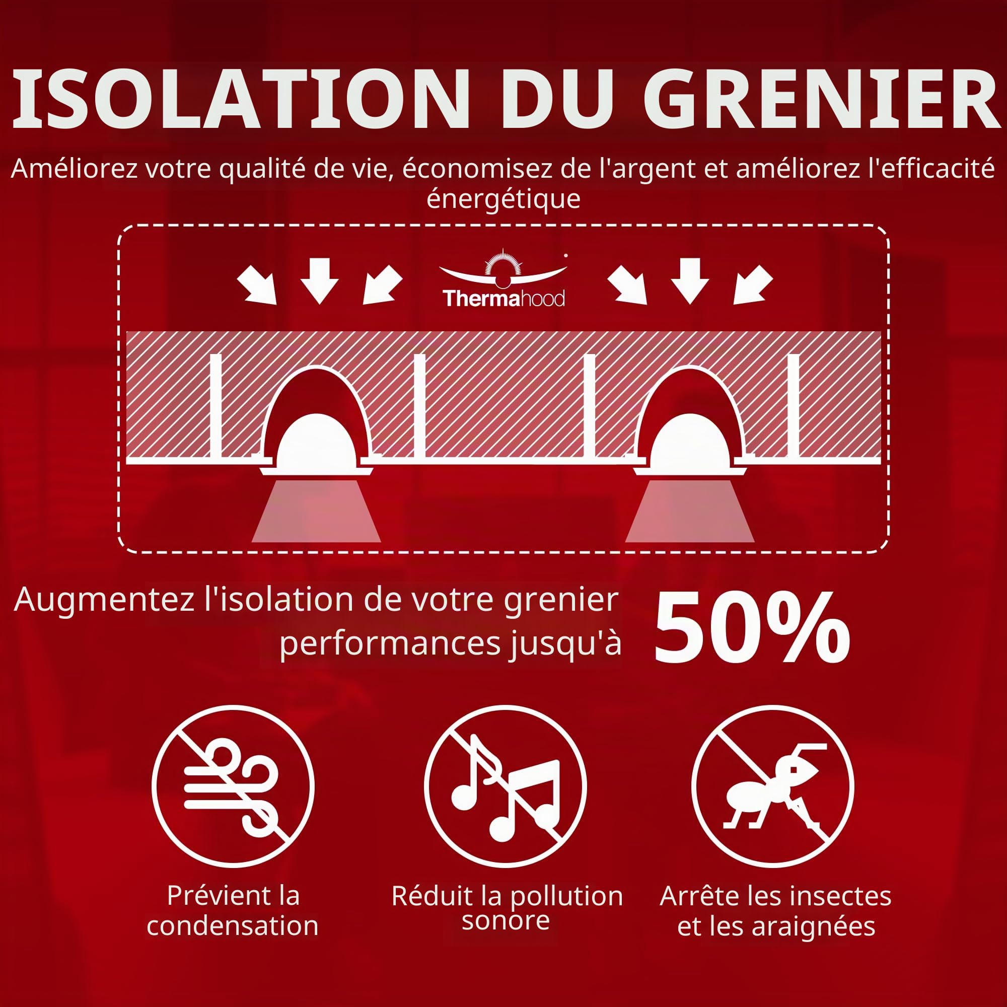 TH125 Lot de 10, Étanches à l'air, Cache Protection Spots Encastrés Performance Energétique, Étanches, noirs, 190 x 190 x 125mm
