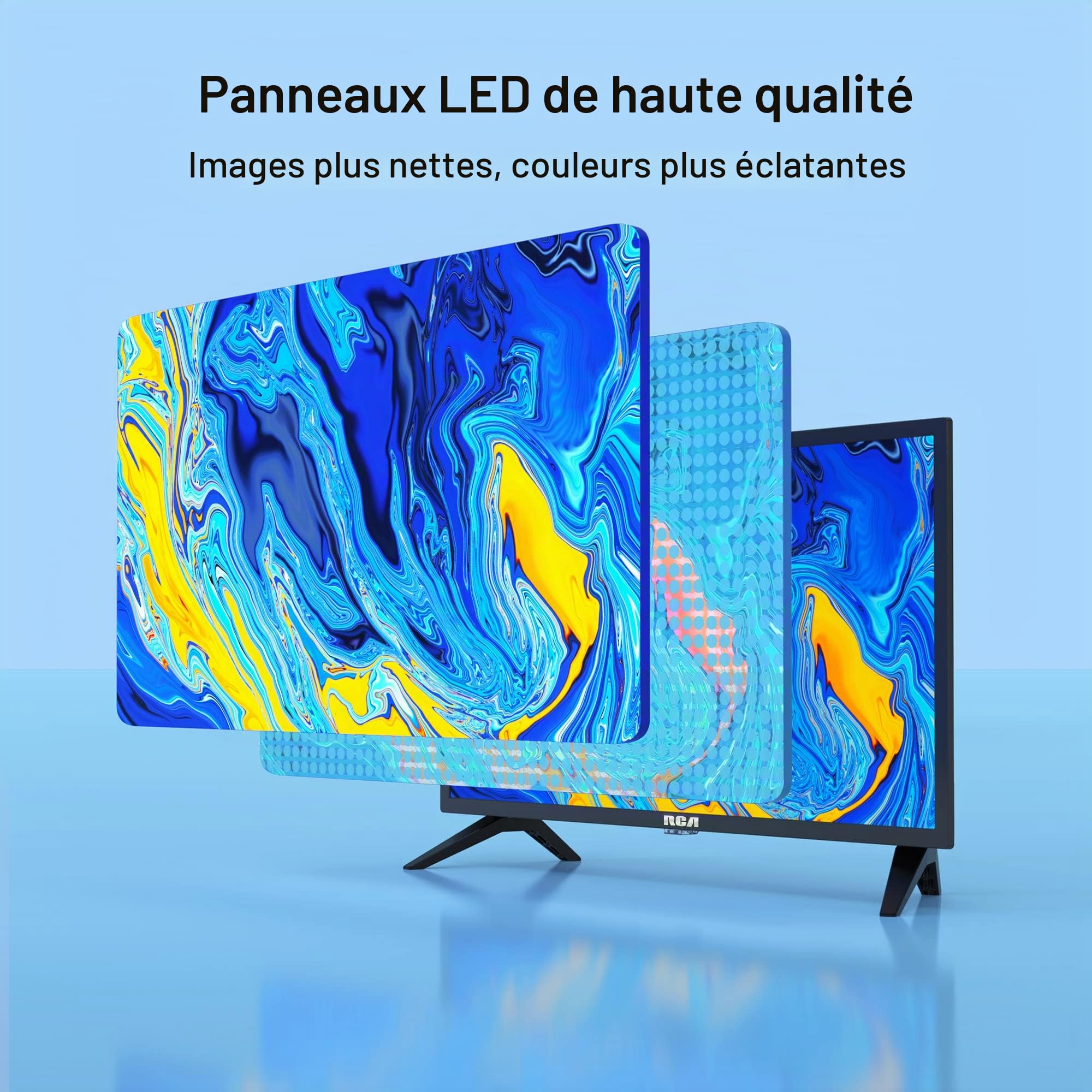RCA Téléviseur 24 Pouces (60 cm) Android Smart TV HD Ready WiFi Connectée avec Bluetooth Triple Tuner Dolby Audio Google Play Store Youtube Netflix Prime Video VEVO Fonctionne Google Assistant