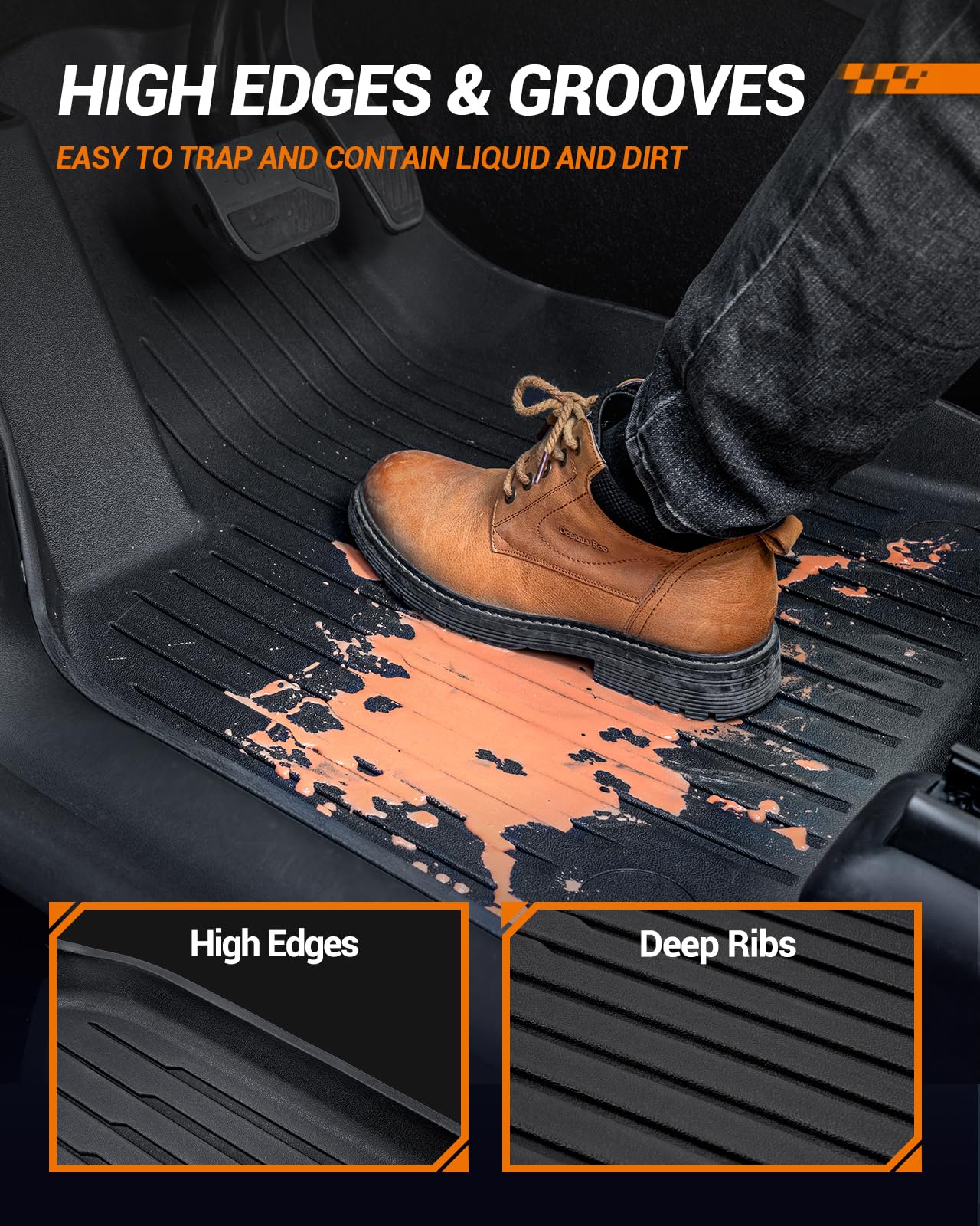 2024 2025 2026 Tesla Model 3 Floor Mats All Weather Full Set Made by SEALIGHT- Custom Fit for — view 5