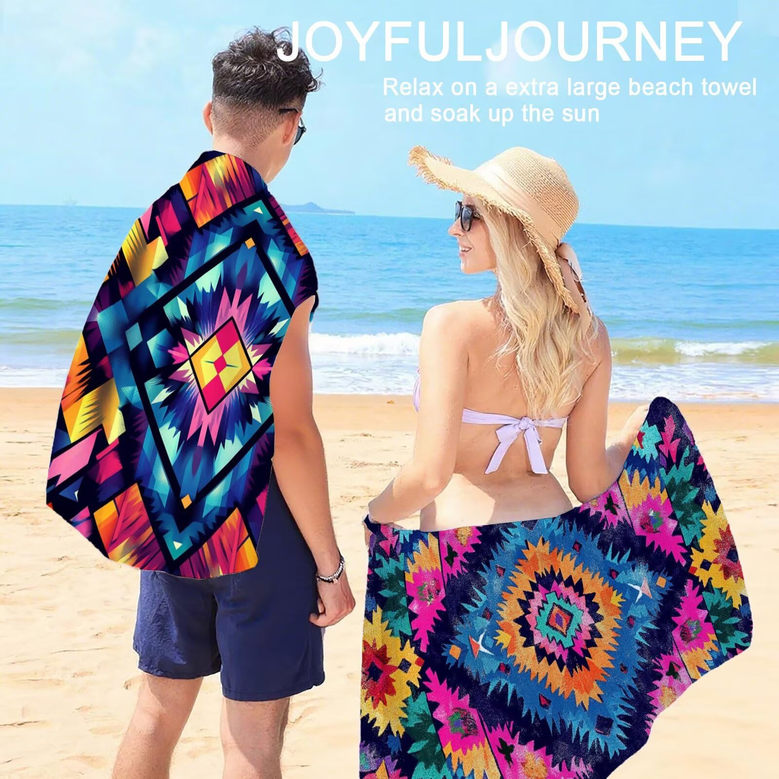 Mikrofaser Strandtuch 100x200cm, Böhmen Strandtuch Muster Saunahandtuc 2 Stück Stranddecke Sandfrei, Schnell Trocknendes, Saugfahiges Strandmatte, Sporthandtuch für Urlaub Schwimmen Camping OC-269