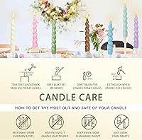 Vista 9 de Velas cónicas en espiral sin perfume, color blanco, 4 velas trenzadas de 7.5 pulgadas, hechas a mano, para cena, boda, decoración del hogar