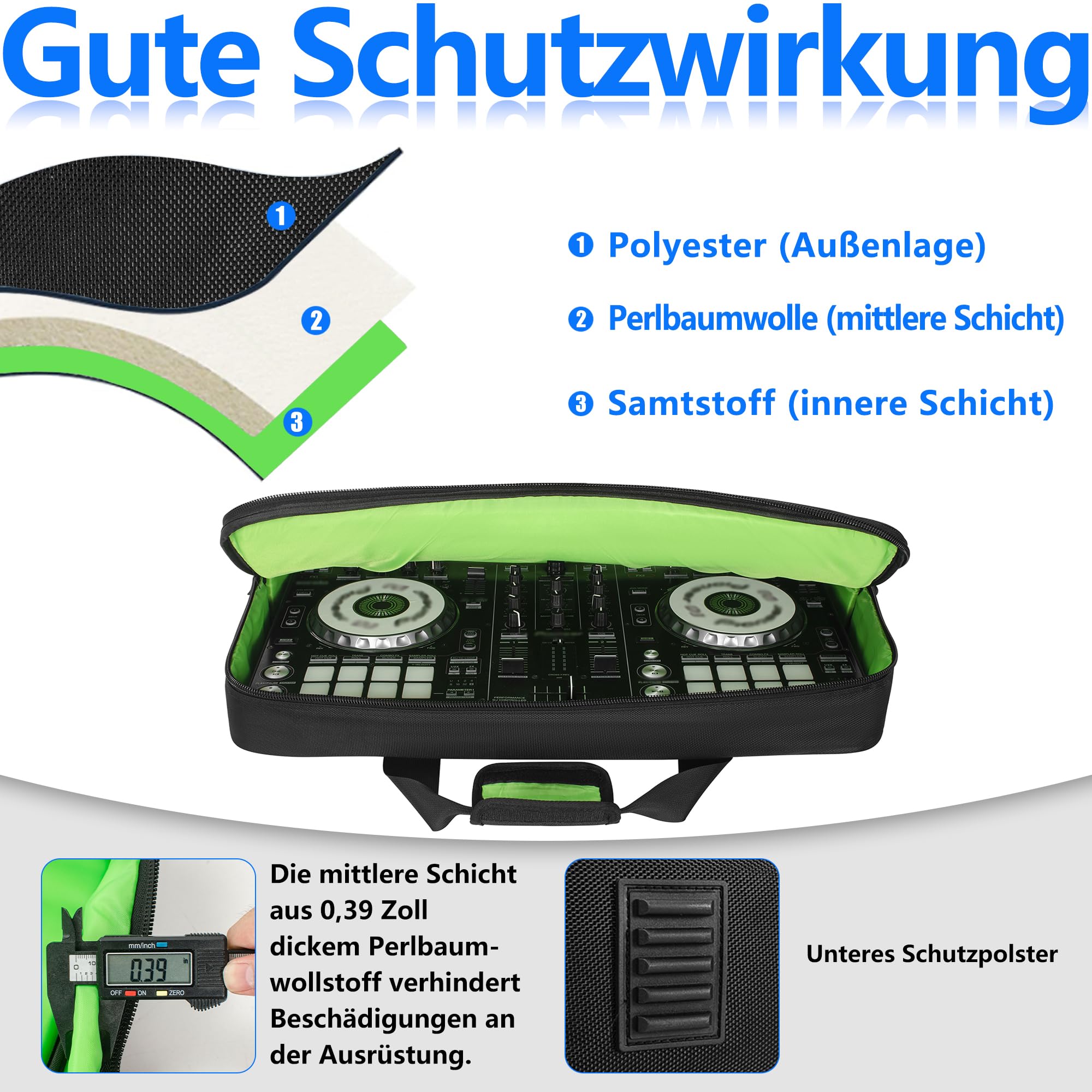 OUUTMEE Borsa da trasporto per controller DJ, custodia da trasporto per controller DJ, borsa protettiva DJ con cinghie per la spalla, adatta per Pioneer, Nero , S-52 x 30 x 10CM