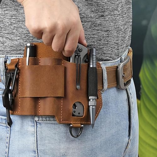 Miniatura 9 de Leatherman Multitool - Bolsa EDC para hombre, funda multiherramienta para cinturón, funda de cuero, bolsa de herramientas para linterna, regalos