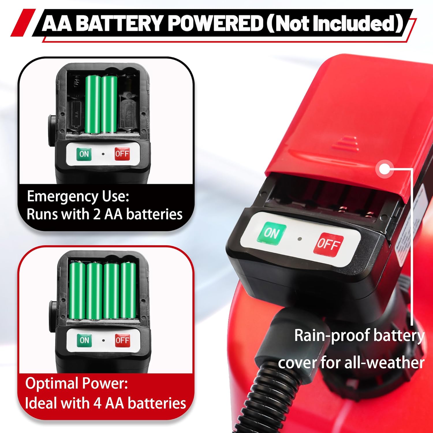 Fuel Transfer Pump Battery Powered Gas Pump for Gas Can with 3 Adapters, 51 Inch Long Hose & Automatic Stop Nozzle