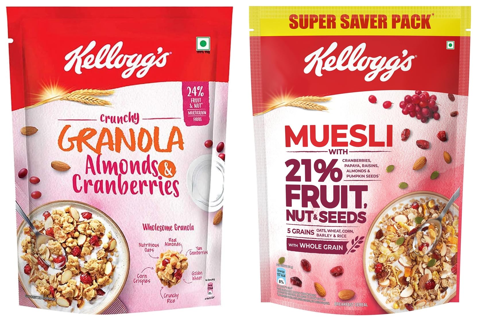 Kelloggs Muesli with 21% Fruit, Nut & Seeds, 750g Pack & Granola Almonds & Cranberries 140g (B0C1NQNPDZ) Amazon Price History, Amazon Price Tracker