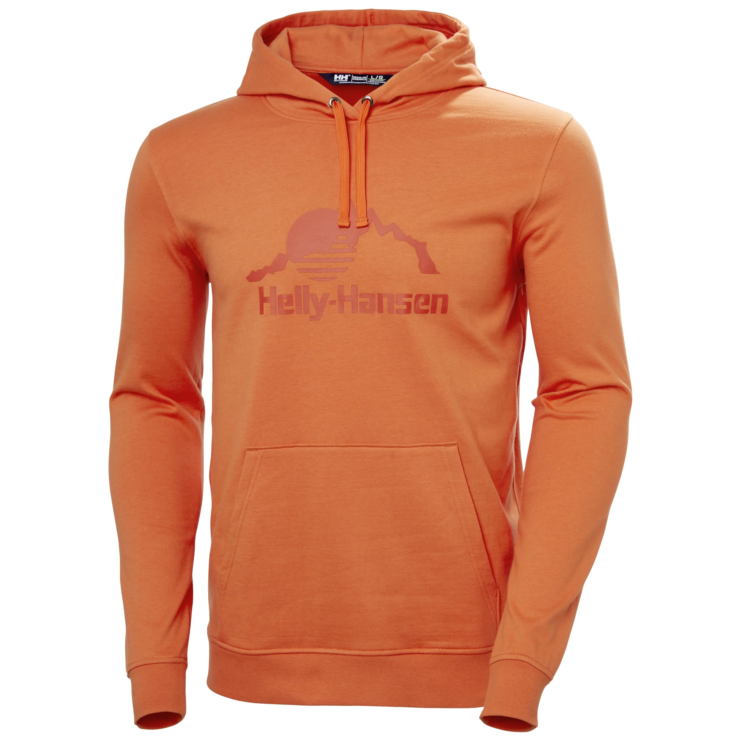 Helly Hansen Mens Nord Graphic Pull Over Hoodie, Bonfire, S