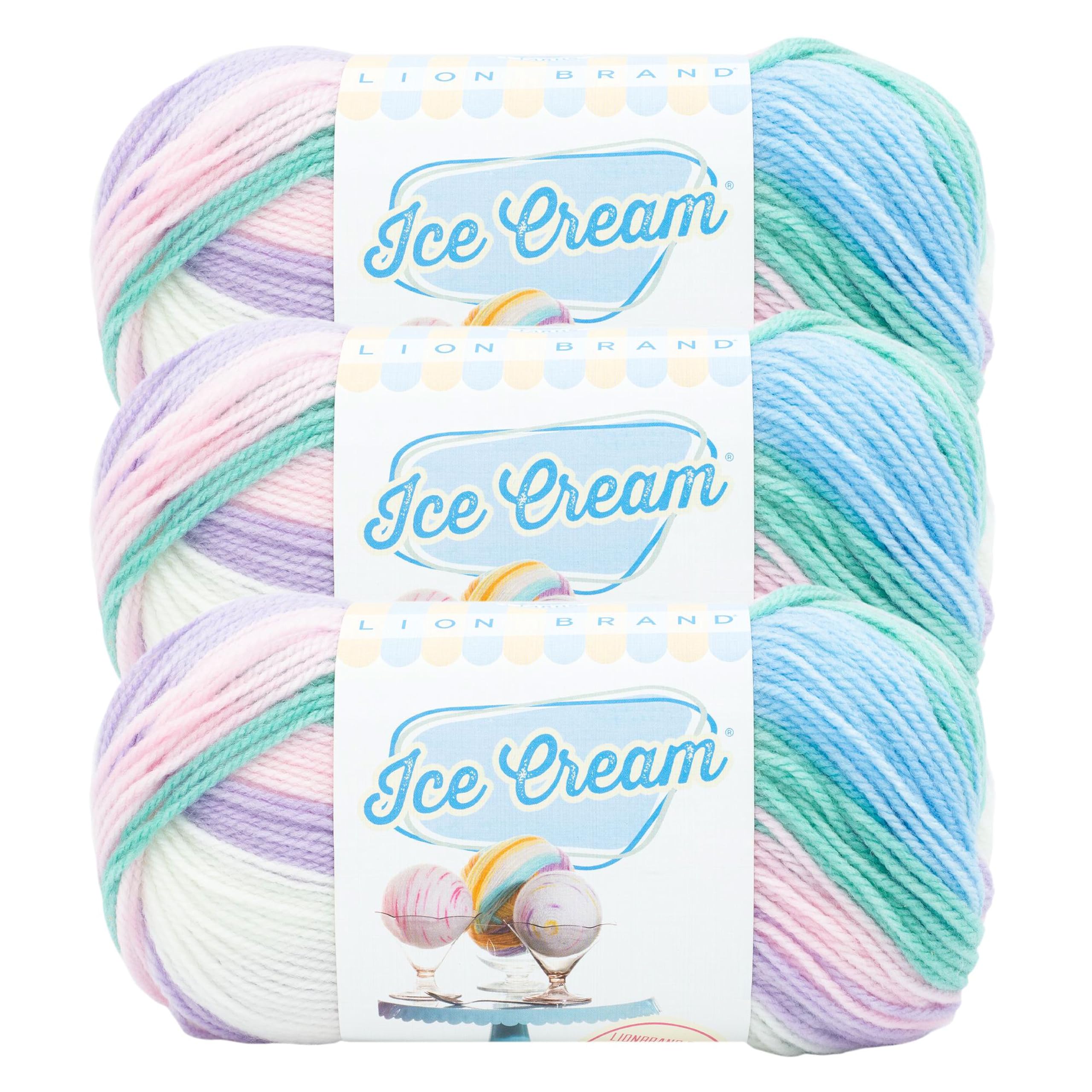 Lion Brand Yarn Love Potion Baby Ice Cream Yarn Crochet Knitting Yarn 3 Balls — image 1