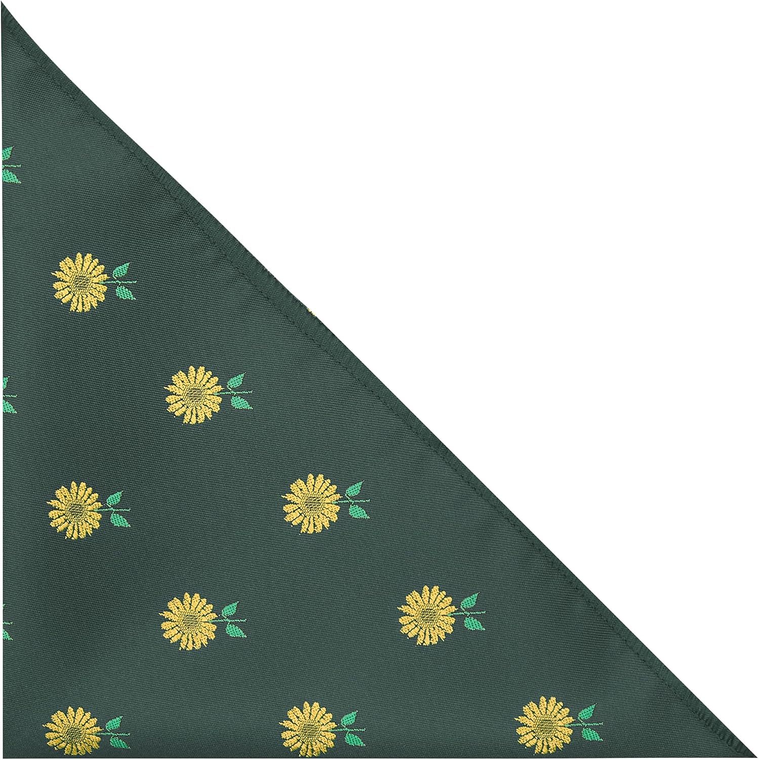 King & Priory Dark Green Embroidered Sunflower Pocket Square, Handkerchief