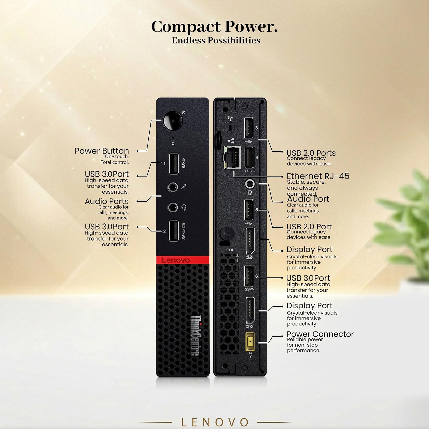 Lenovo ThinkCentre M715 Tiny PC, AMD Pro A Series Processor, 256GB SSD, 24" Monitor, 16GB DDR4 RAM, Built-in Wi-Fi, Keyboard & Mouse, Mini Desktop Bundle, Windows 11 Pro (Renewed) image 2