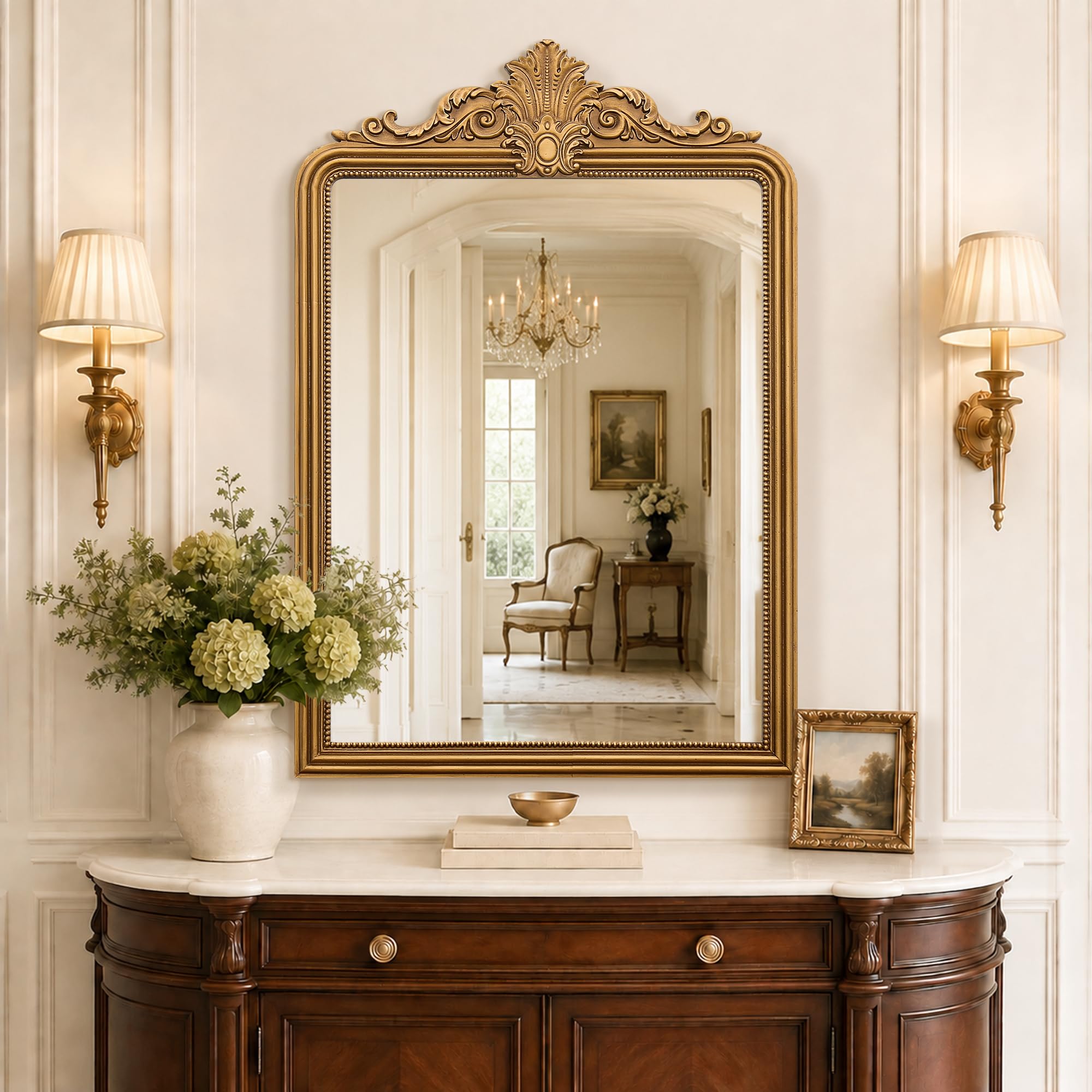 Besdomus Gold Vintage Arched Mirror
