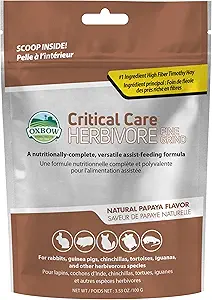 Oxbow Critical Care Herbivore, Fine Grind, Emergency Rabbit & Guinea Pig Food, Natural Papaya Flavor, Veterinary Formula, Critical Care Herbivore, Assist Feeding Formula for Pets, 100 gram bag