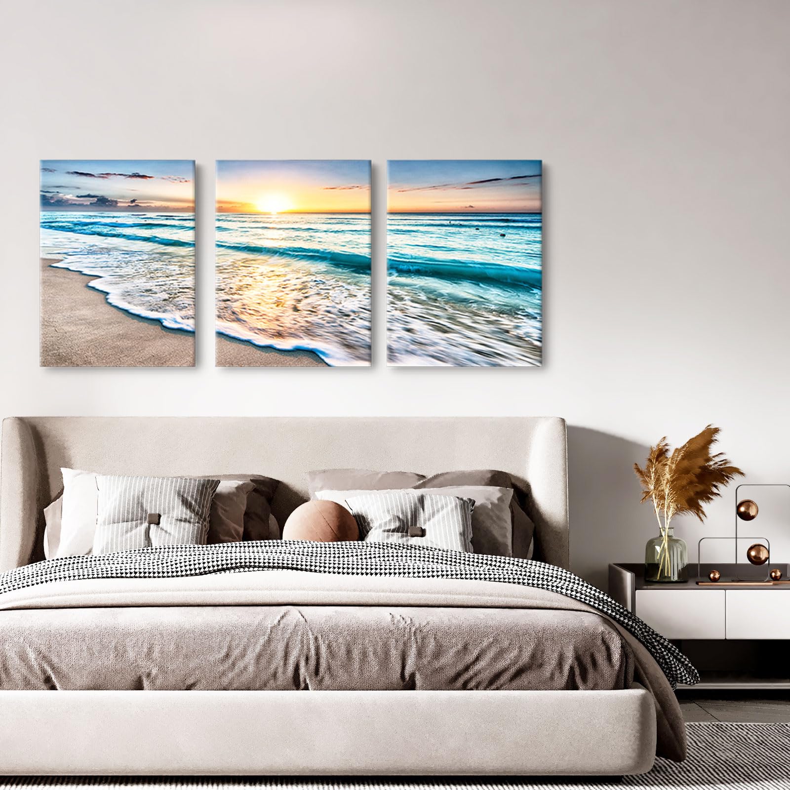 Amazon.com: Daktenn 3-Piece Canvas Wall Art: Ocean Sunset Triptych