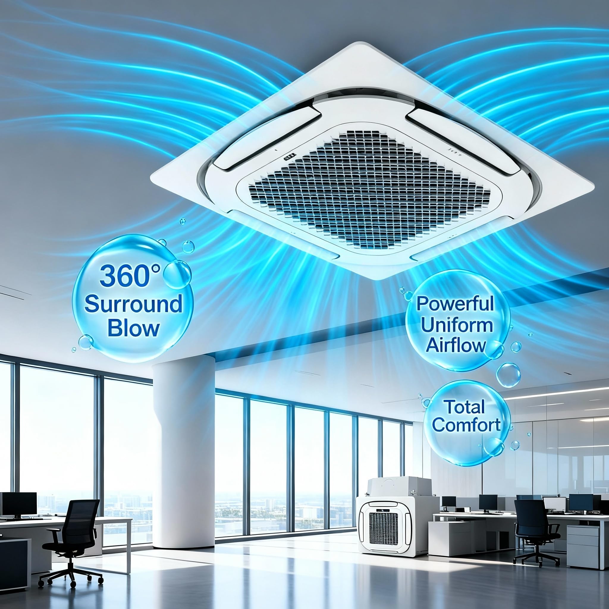 Photo 1 of ***Parts only*** Garvee 12000 BTU Ceiling Cassette Mini Split AC, 8-way 360° Airflow, Remote Controller, Ductless Cooling&Heating Ceiling Air Conditioner, 208/230V, 25ft Kit