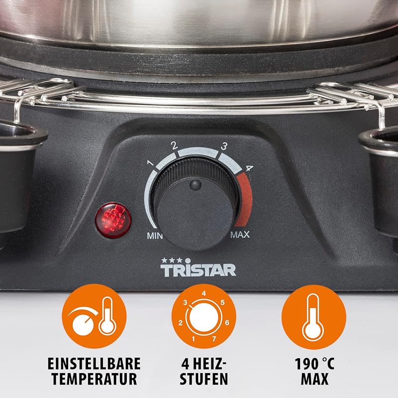 Tristar FO-1109 elektromos fondue készlet 8 személyre, 1,3L, rozsdamentes acél