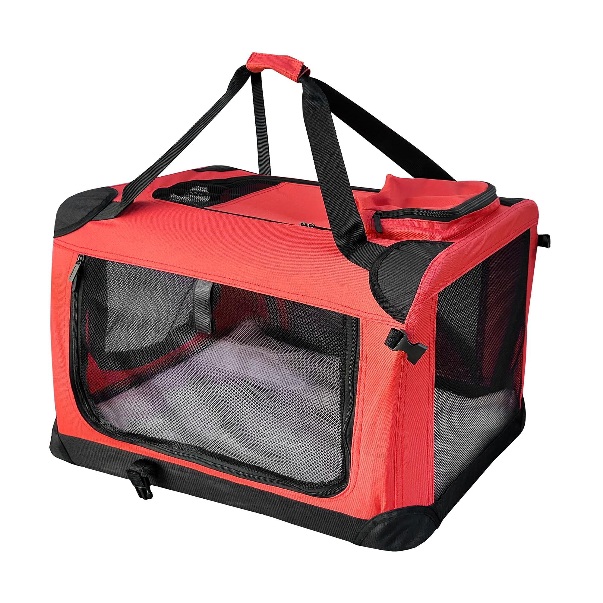 3-Door Collapsible Travel Soft Crate, Dogs & Cats Soft-Sided Kennel,