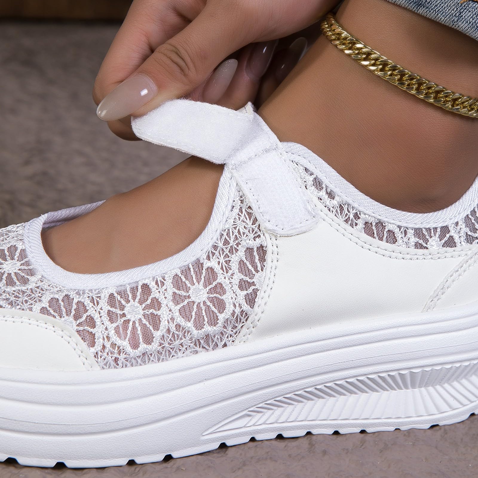 Zapatillas modernas Mary Jane de plataforma para mujer, de malla transpirable, con correa de , para caminar a diario y uso casual