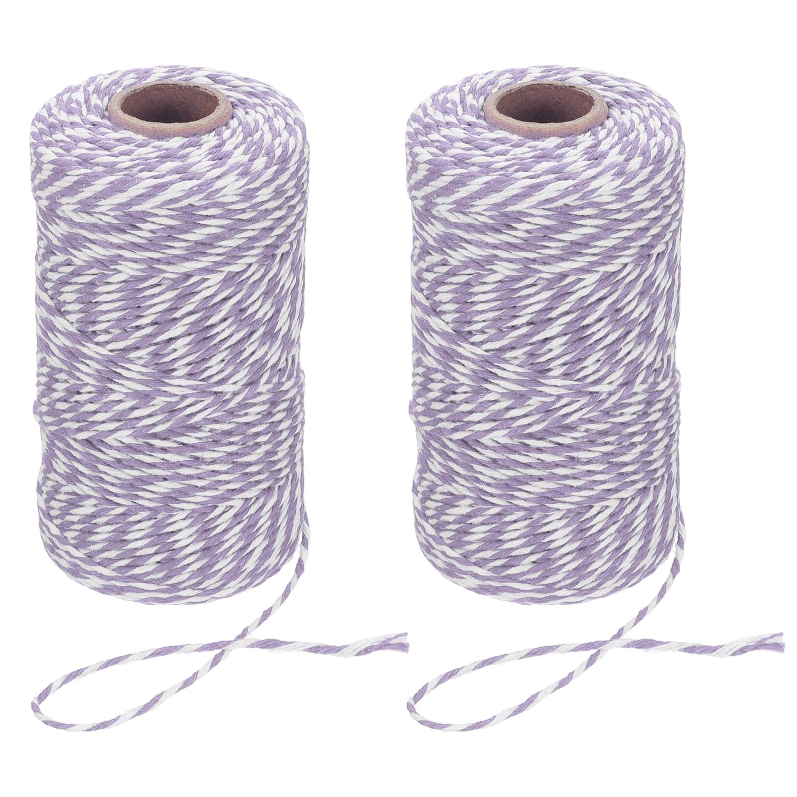 PATIKIL 100m Butcher String Twine, 2 Roll 2mm Cotton Bakers Decorative Twine String Rope Cord for Gift Wrapping Arts Crafts Party Kitchen Gardening, Light Purple White