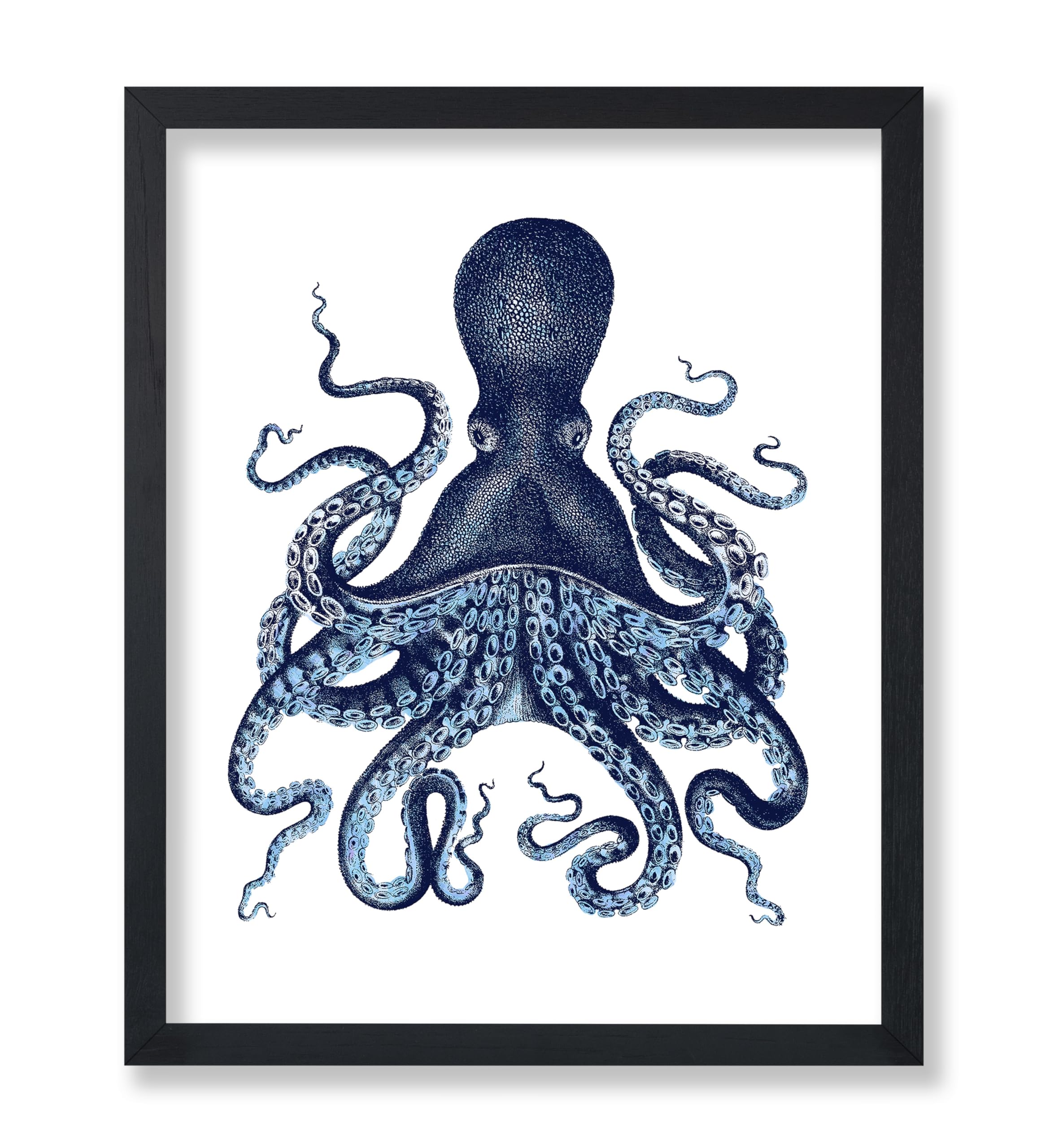 Poster Master Aquatic Poster - Octopus Print - Kraken Art - Marine Life Art - Gift for Men, Women & Animal Lover - Minimal Decor for Bathroom, Kids Room, Ocean or Beach House - 8x10 UNFRAMED Wall Art
