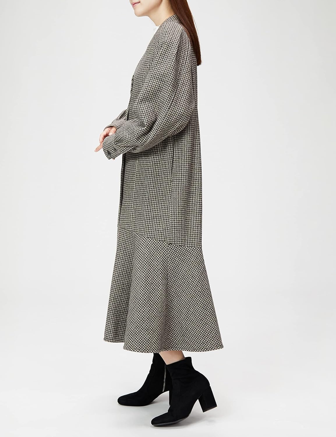 furfur ノーカラータックスリーブコート チェック | www